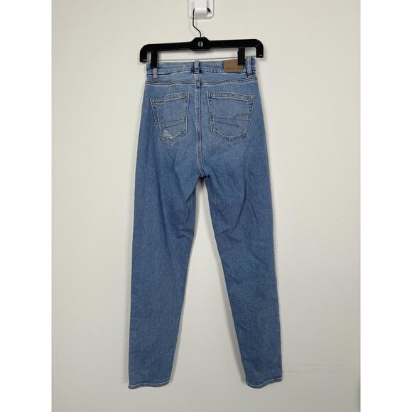 American Eagle Jeans Womens 000 Regular Blue Stretch Distressed High Rise Denim - Picture 2 of 7